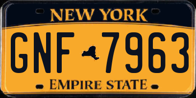 NY license plate GNF7963