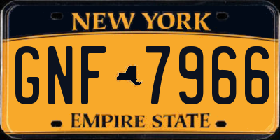 NY license plate GNF7966