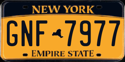 NY license plate GNF7977