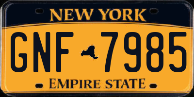 NY license plate GNF7985