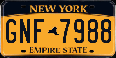NY license plate GNF7988