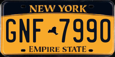 NY license plate GNF7990