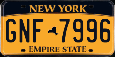 NY license plate GNF7996