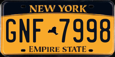 NY license plate GNF7998