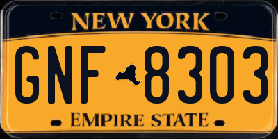 NY license plate GNF8303