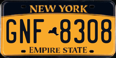 NY license plate GNF8308