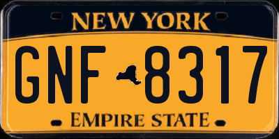 NY license plate GNF8317