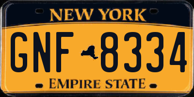 NY license plate GNF8334