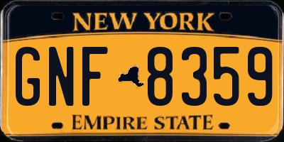 NY license plate GNF8359