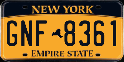 NY license plate GNF8361