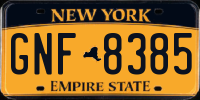 NY license plate GNF8385