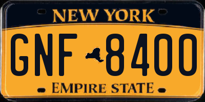 NY license plate GNF8400