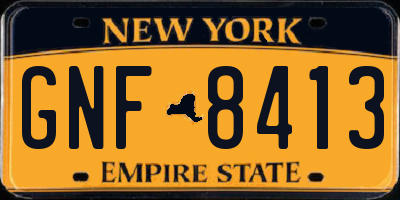 NY license plate GNF8413