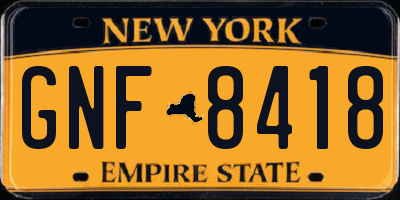 NY license plate GNF8418