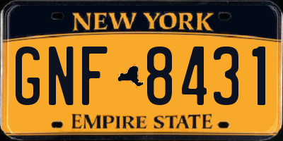 NY license plate GNF8431