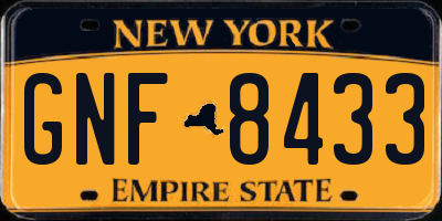 NY license plate GNF8433