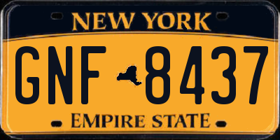 NY license plate GNF8437