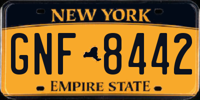NY license plate GNF8442