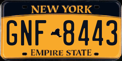 NY license plate GNF8443