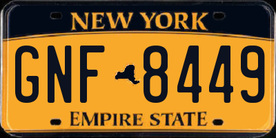 NY license plate GNF8449