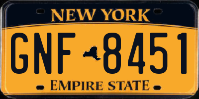 NY license plate GNF8451