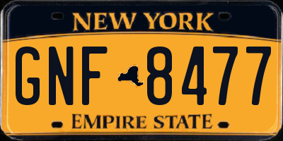 NY license plate GNF8477