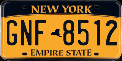 NY license plate GNF8512