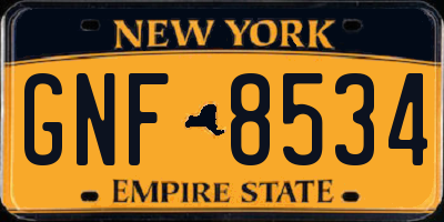 NY license plate GNF8534