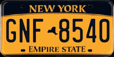 NY license plate GNF8540