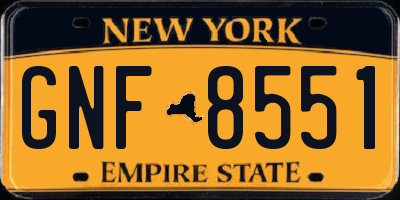 NY license plate GNF8551