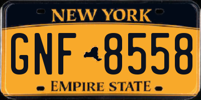 NY license plate GNF8558