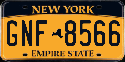 NY license plate GNF8566