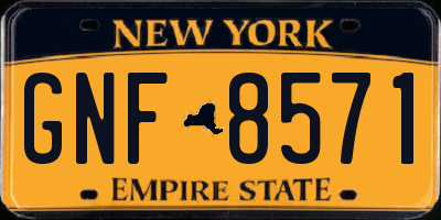 NY license plate GNF8571
