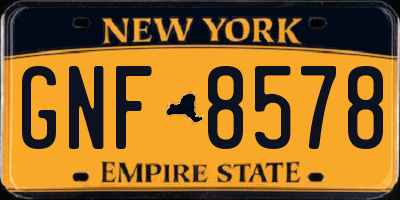 NY license plate GNF8578