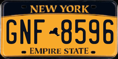 NY license plate GNF8596