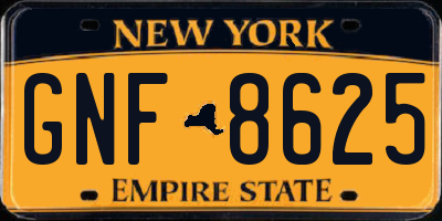 NY license plate GNF8625