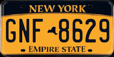 NY license plate GNF8629