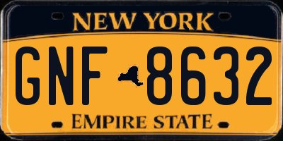 NY license plate GNF8632