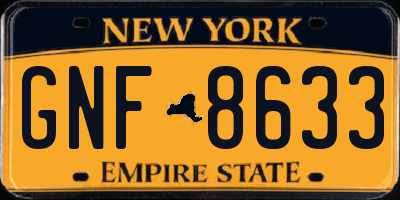 NY license plate GNF8633