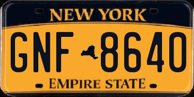 NY license plate GNF8640