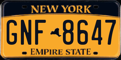 NY license plate GNF8647