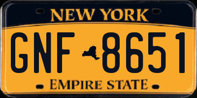 NY license plate GNF8651