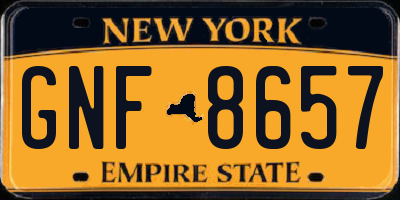NY license plate GNF8657