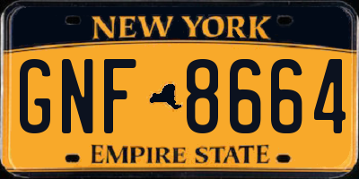 NY license plate GNF8664