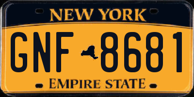 NY license plate GNF8681