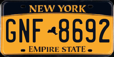 NY license plate GNF8692