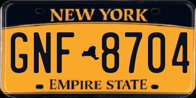 NY license plate GNF8704