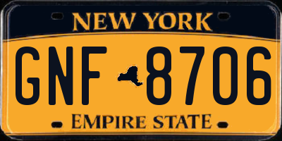 NY license plate GNF8706