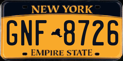 NY license plate GNF8726