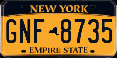 NY license plate GNF8735